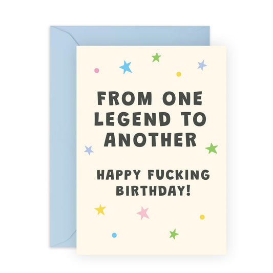 Dad Birthday Card Funny - From One Legend To Another - Grandad Birthday Cards For Men - Humorous Gifts For Him Son Father Uncle - Comes With Cute Stickers By Central 23