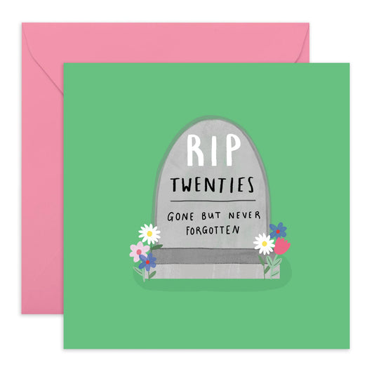 Funny 30th Birthday Card - 'RIP Twenties' - Presents for Friend, Best Buddies, Mate, Colleagues, Bestie, Neighbours, Family, Relative, Cousin - Good Times - Comes with Fun Stickers