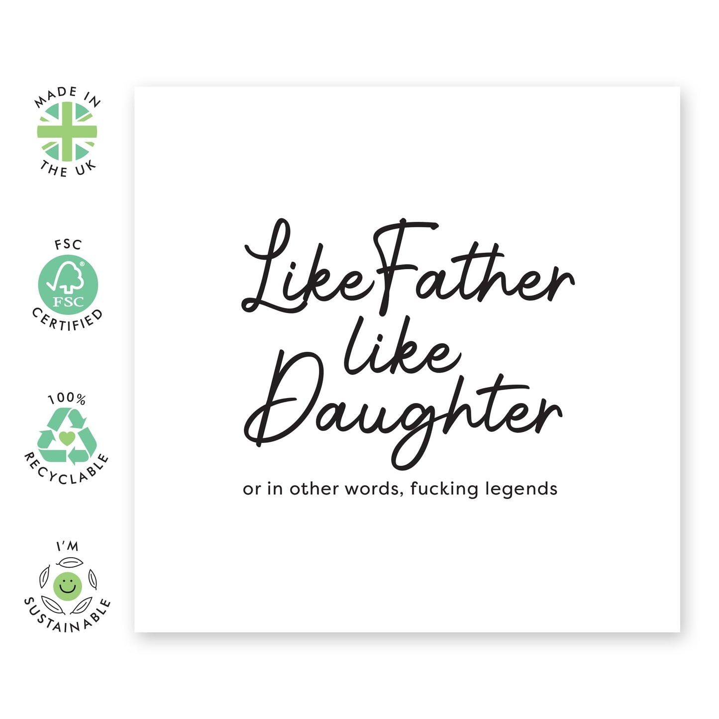 Funny Father Day Card From Daughter - Like Father Like Daughter - Happy Birthday Card For Men Papa Pop Daddy - Thank You Dad Card - Hilarious Gift For Him - Comes With Stickers By Central 23