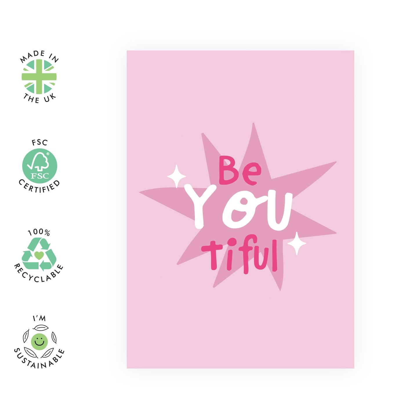 Greeting Cards For Women - Be YOU Tiful - Gifts For Female Friends - Sister Birthday Card - Nice Words Encouragement For Girls Daughter BFF - Comes With Stickers By Central 23