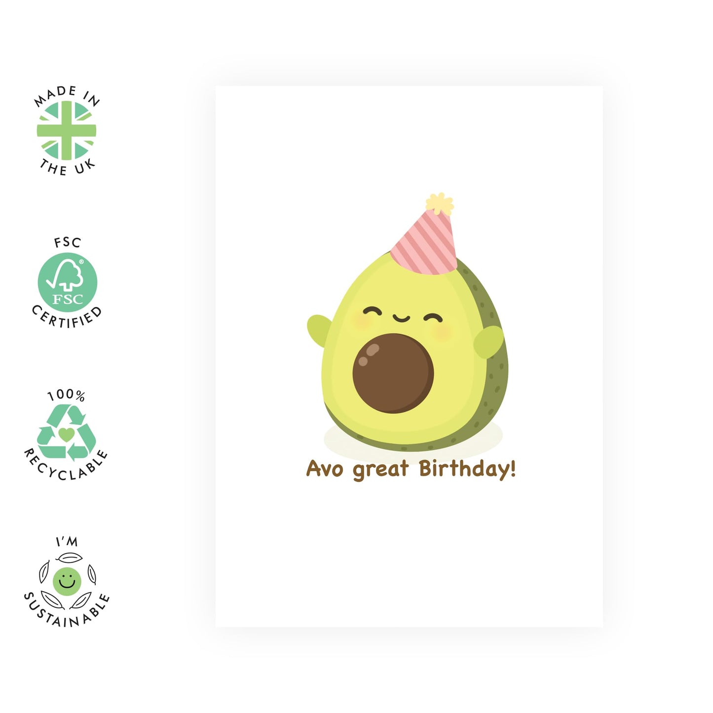 Birthday Cards For Women - Avo Great Birthday - Food Pun - Birthday Greetings Cards For Female Ladies Teenagers - Gifts For Her - Comes With Stickers - By Central 23