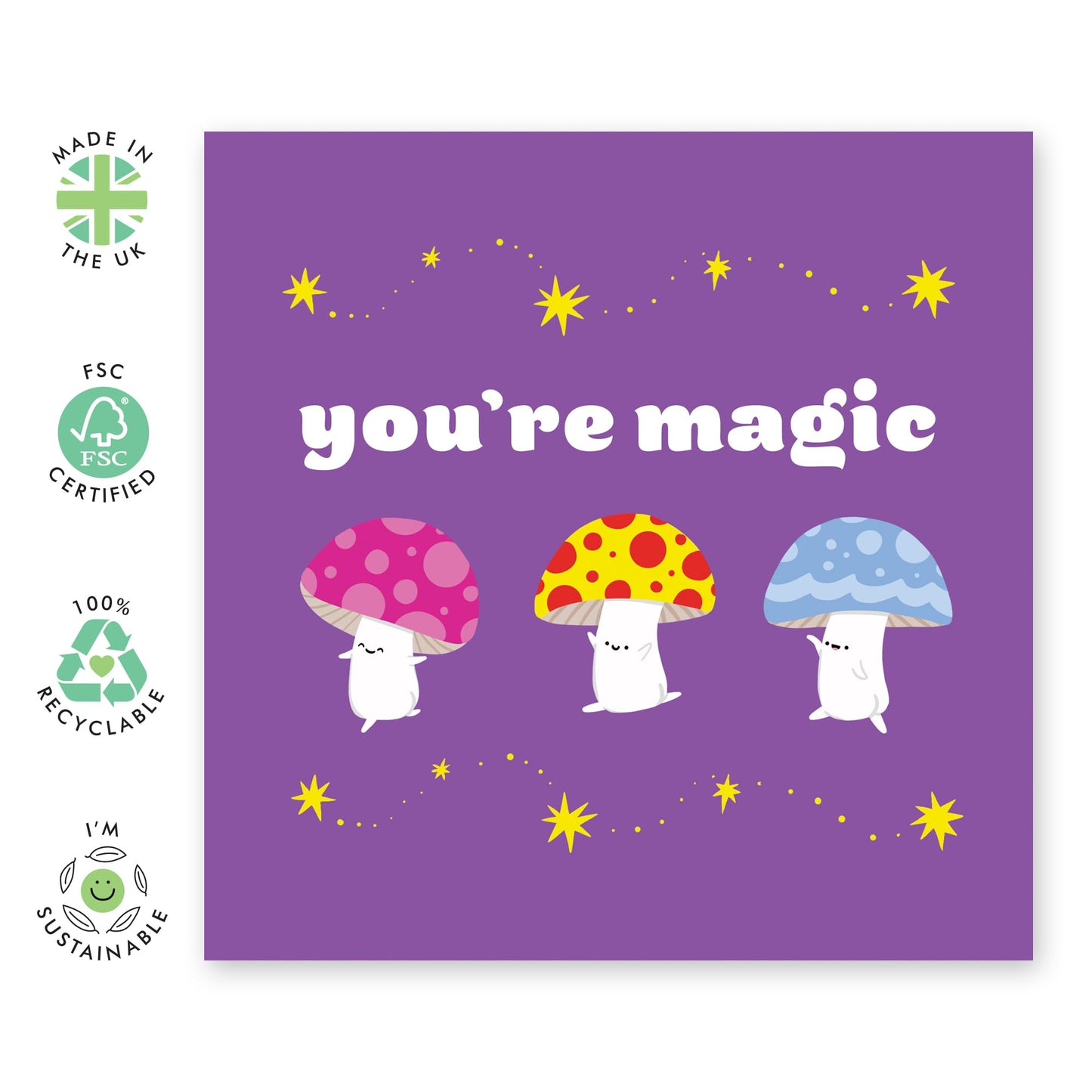 Funny Anniversary Card Him - You're Magic Mushrooms Purple - Husband Birthday Card - Boyfriend Birthday Card - Valentine's Day Card Men - Friendship Cards - Comes With Fun Stickers By Central 23