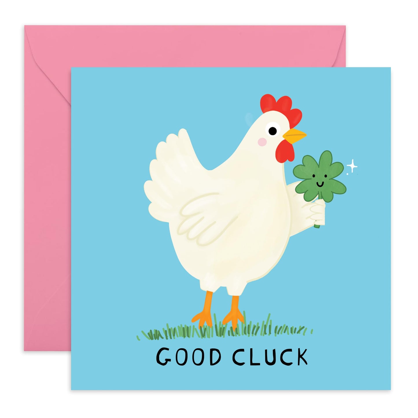 Good Luck Card Funny - Good Cluck- Best Of Luck, Break A Leg, You Can Do It Greeting Cards For Son Daughter Friends - Driving Test, Exam, Competition Gifts - Comes With Stickers By Central 23
