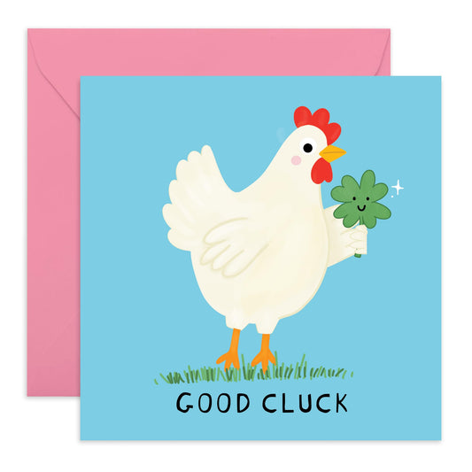 Good Luck Card Funny - Good Cluck- Best Of Luck, Break A Leg, You Can Do It Greeting Cards For Son Daughter Friends - Driving Test, Exam, Competition Gifts - Comes With Stickers By Central 23