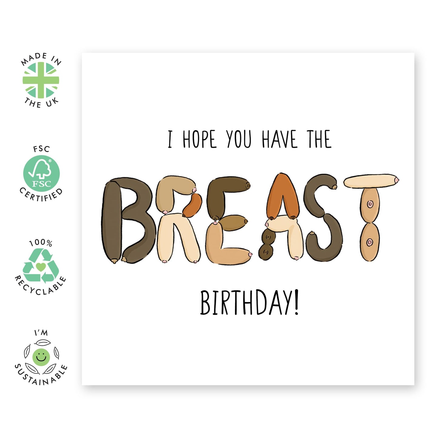 Hilarious Birthday Card - 'Breast Birthday' - Gifts for Besties, BFFs, Best Friends, Sisters, Gals, Ladies, Her, Wife - Enjoy It - Comes with Fun Stickers