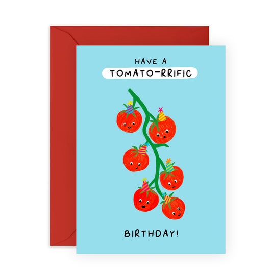 Funny Birthday Cards For Men Men - Have A TAMATO-rrific Birthday! - Vegetable Puns Jokes Humor - Birthday Greeting Cards For Mum Dad Grandpa Grandma - Comes With Fun Stickers By Central 23
