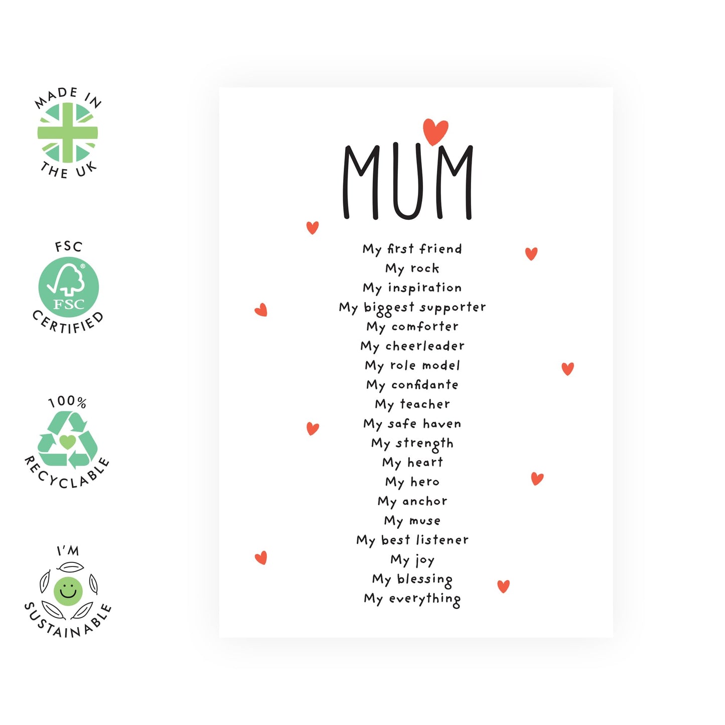 Mum Birthday Card - Mum You're My - Thoughtful Thank You Card Gift for Mummy, Mama, Ma, Mam, Her, Women, Ladies From Son Daughter - Sweet Appreciation Mothers Day Cards - Comes With Stickers