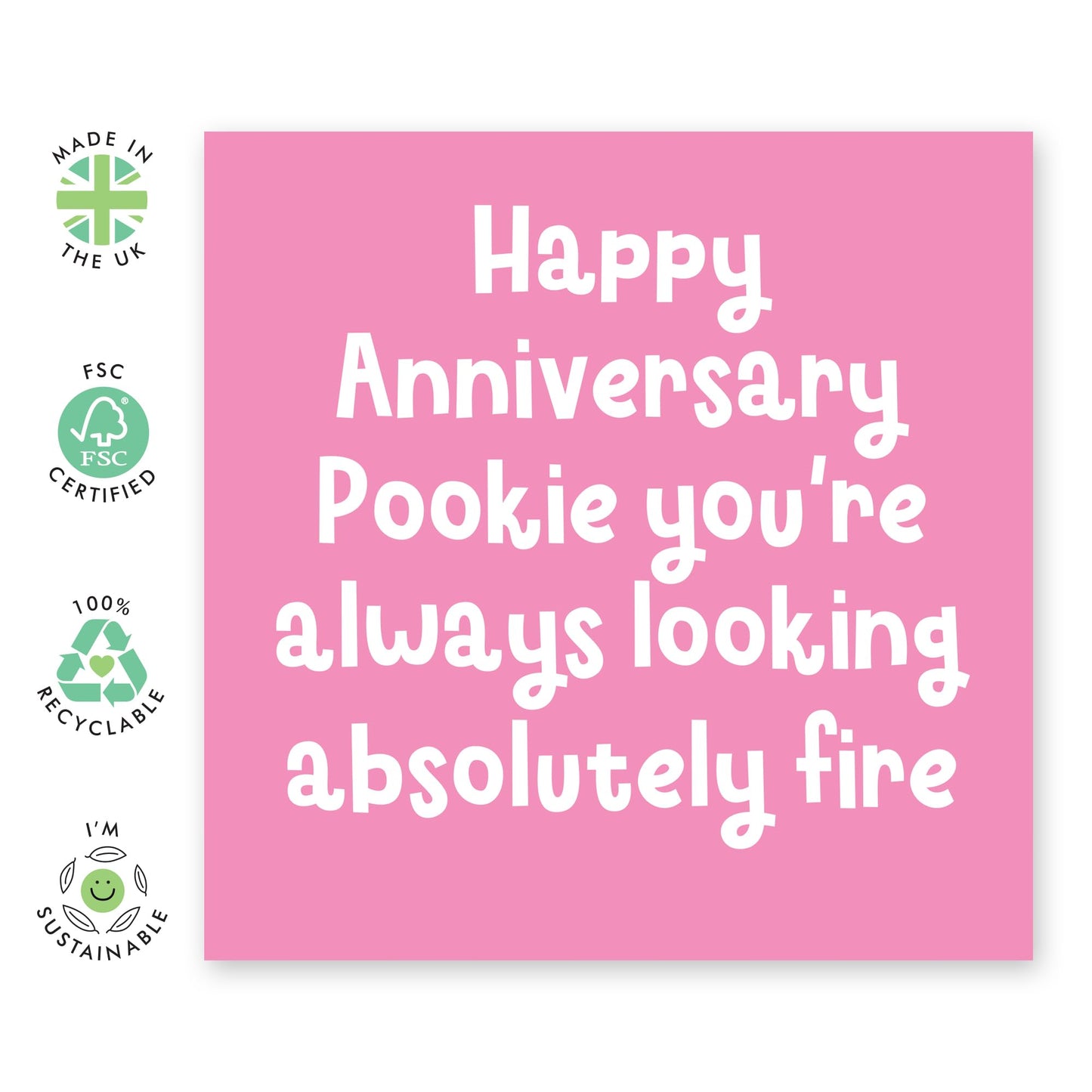 Lovely Anniversary Card For Her - 'Pookie Looking Fire' - Gifts for Babe, Wife, Girlfriend, Spouse, Other Half, Honey, Mrs - Always Beautiful - Comes with Fun Stickers