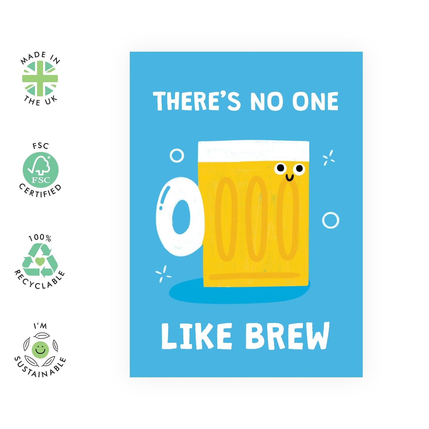 Greeting Card For Men - No One Like Brew - Birthday Cards For Daddy Dad - Husband - Fathers Day Card From Daughter And Son - Gift For Brother - Friend - Comes With Stickers - By Central 23