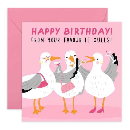 Best Friend Birthday Card - Happy Birthday From Your Fav Gulls - Cheeky Bday Cards For Women Her Female - Hilarious Puns - Friendship Gifts For Sister Cousins - Comes With Stickers By Central 23