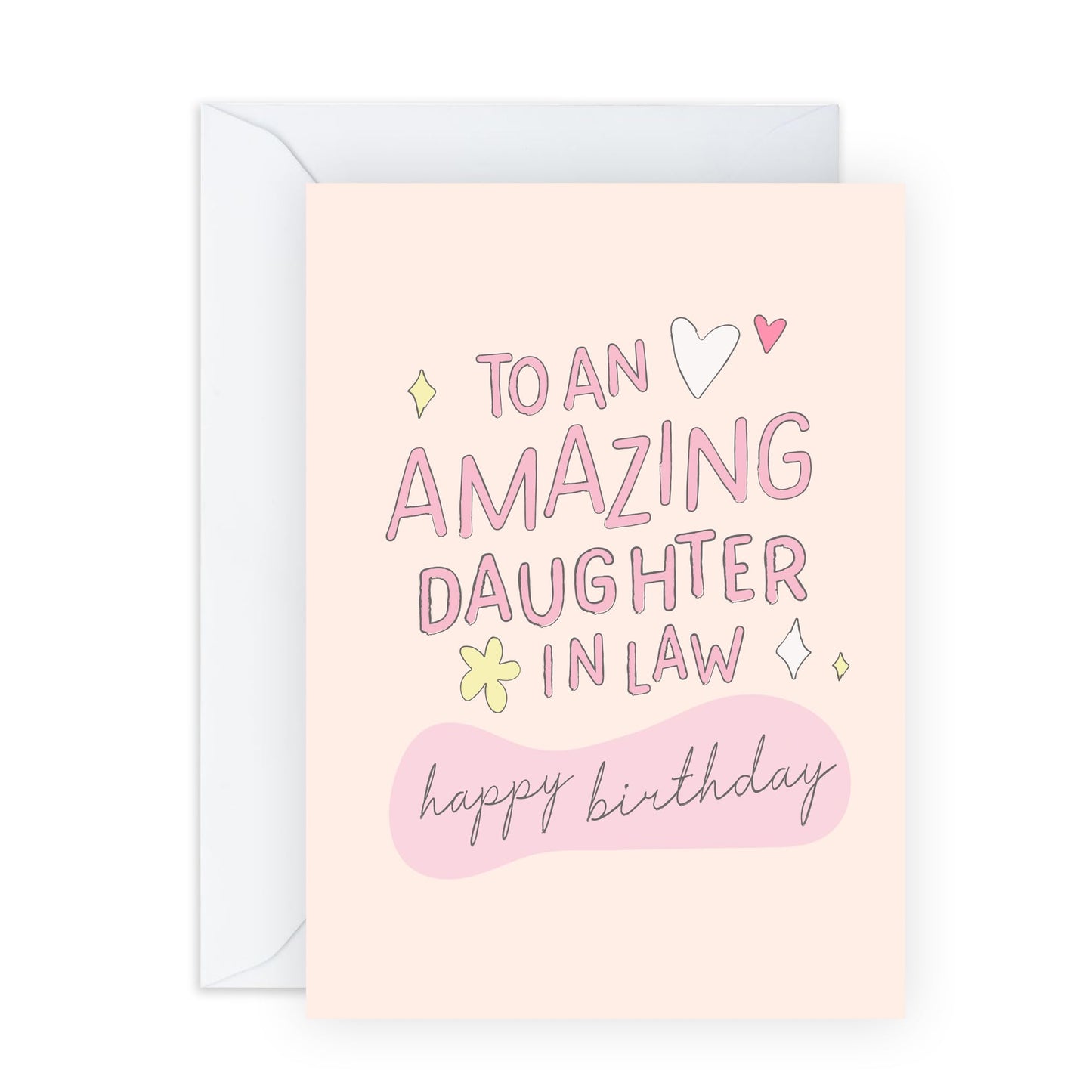 Thoughtful Birthday Card - 'Daughter In Law' - Gift for Daughters In Law, Son's Husband, Family - Amazing Daughter - Comes with Fun Stickers
