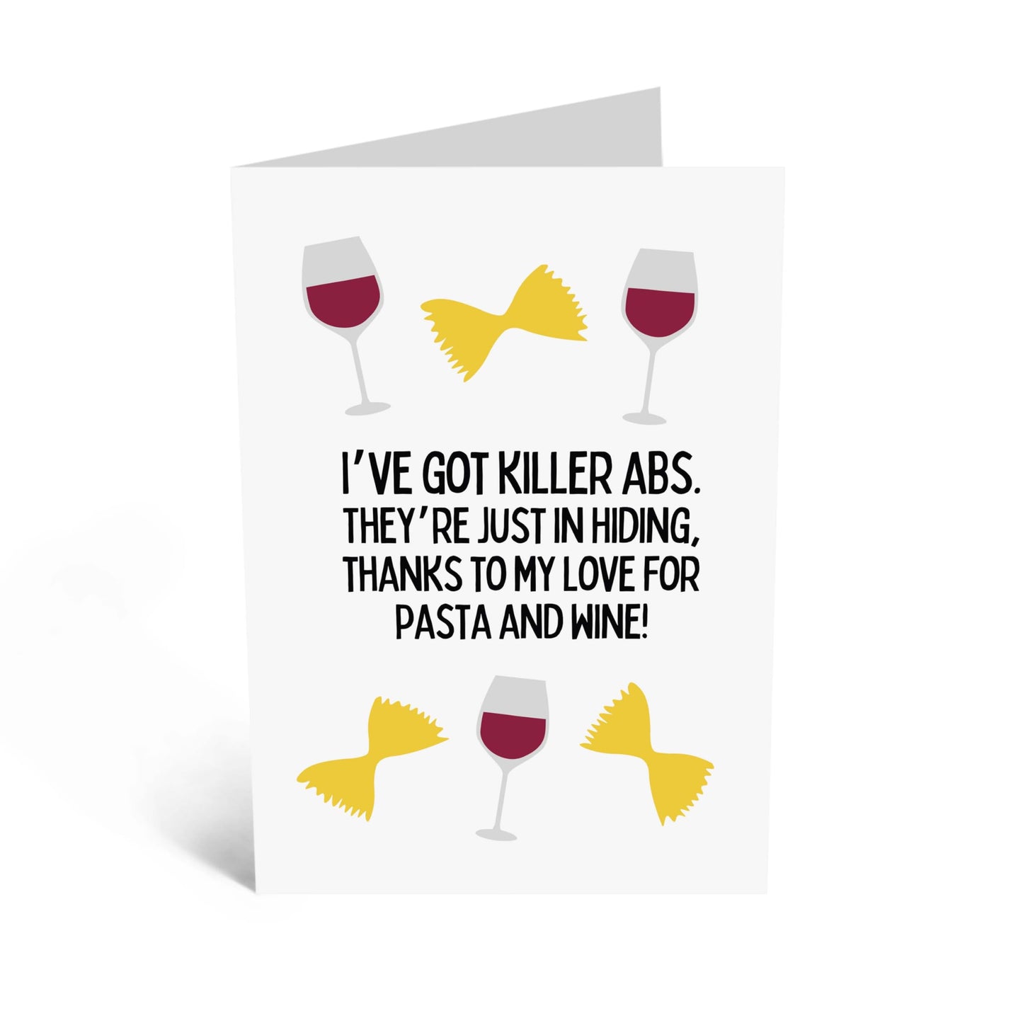 Funny Greeting Card - 'PASTA AND WINE' - Perfect for Celebrating Food with a Humorous Twist - Ideal for Him Her Friends Wife Husband Family Boyfriend Girlfriend - Comes With Stickers By Central 23