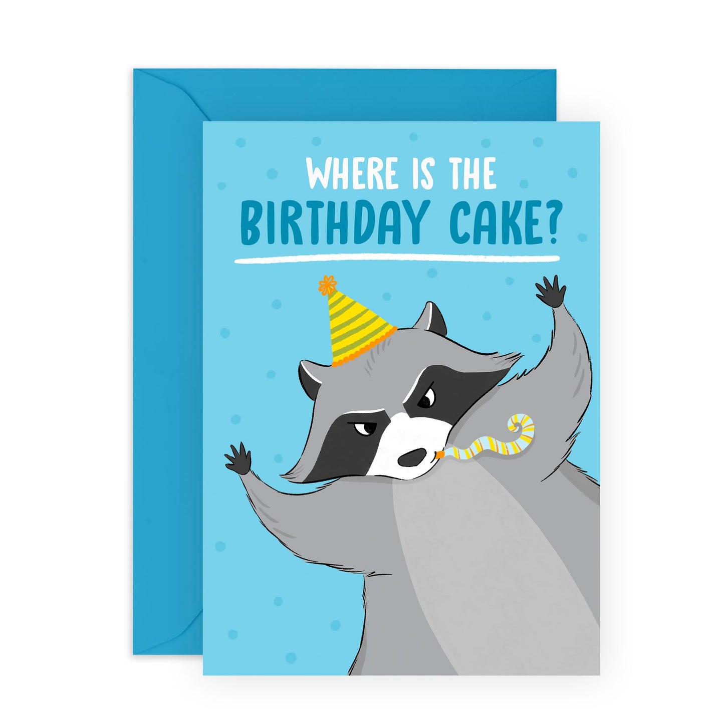 Raccoon Birthday Card For Men Women - Funny Birthday Cards For Her Him - Where's The Cake? - Cheeky Gifts For Mum Dad Husband Wife - Comes With Cute Stickers And Envelope By Central 23