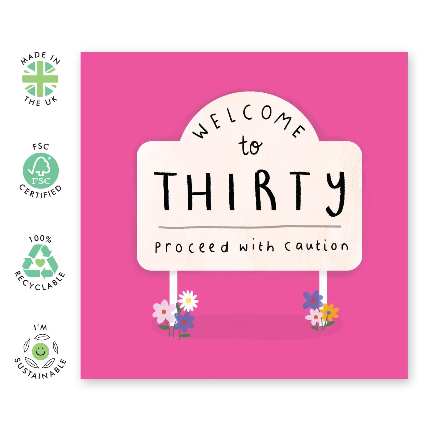 Funny 30th Birthday Card - 'Welcome to 30' - Presents for Friend, Best Buddies, Mate, Colleagues, Bestie, Neighbours, Family, Relative, Cousin - Be Aware - Comes with Fun Stickers