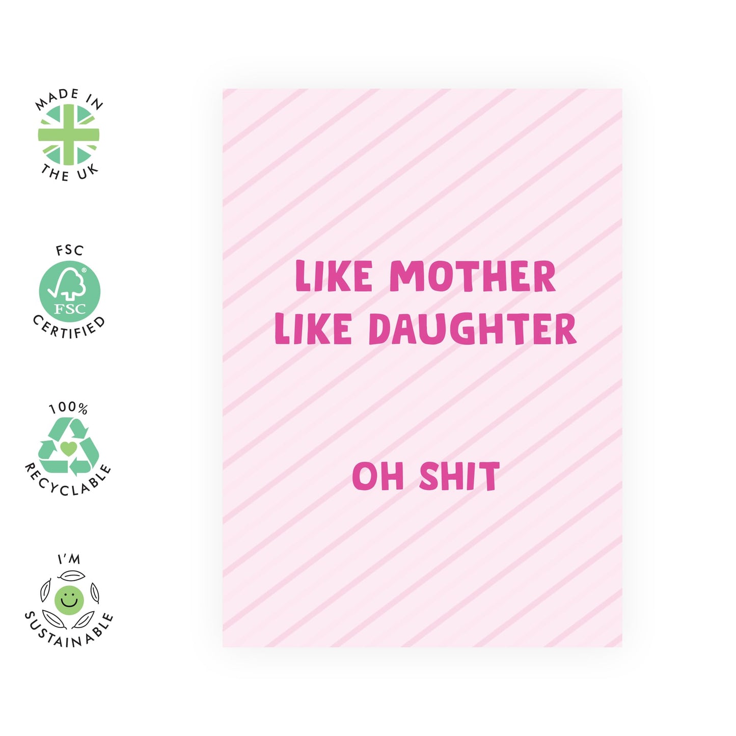 Lovely Mum or Daughter Birthday Card - Like Mother Like Daughter - Humorous Mother's Day Card - Gifts for Her, Ma, Mama, Mummy, Mam, Parent, Women, Girls, Family - Comes With Fun Stickers