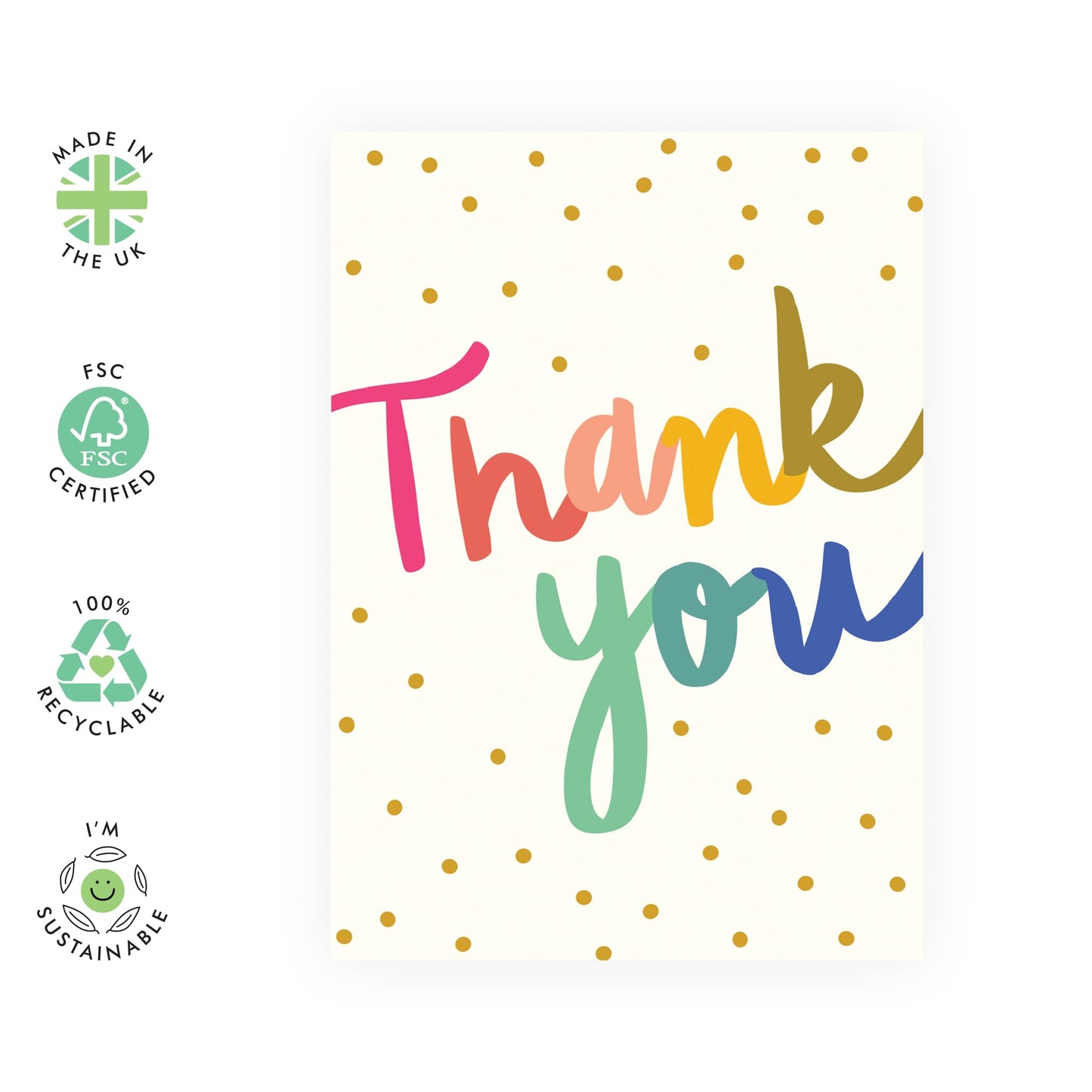 Thank You Greeting Cards - Polka Dots - Colourful Greeting Cards For Men Women - For Birthday, Anniversary, Baby Shower - Appreciation Gifts For Him Her - Comes With Stickers - By Central 23