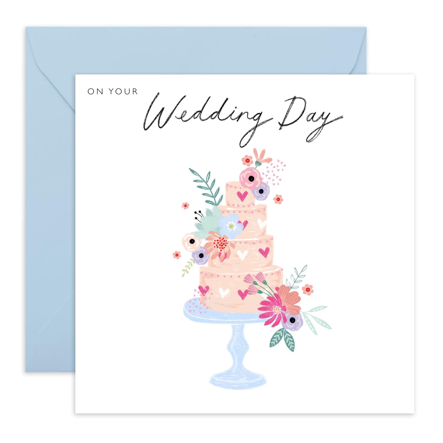 Wedding Cards For Bride And Groom - Wedding Day Cake - Floral Greeting Card - Congratulations Card For Men Women Son Daughter In Law - Best Wishes Gift For Him Her - Comes With Stickers By Central 23