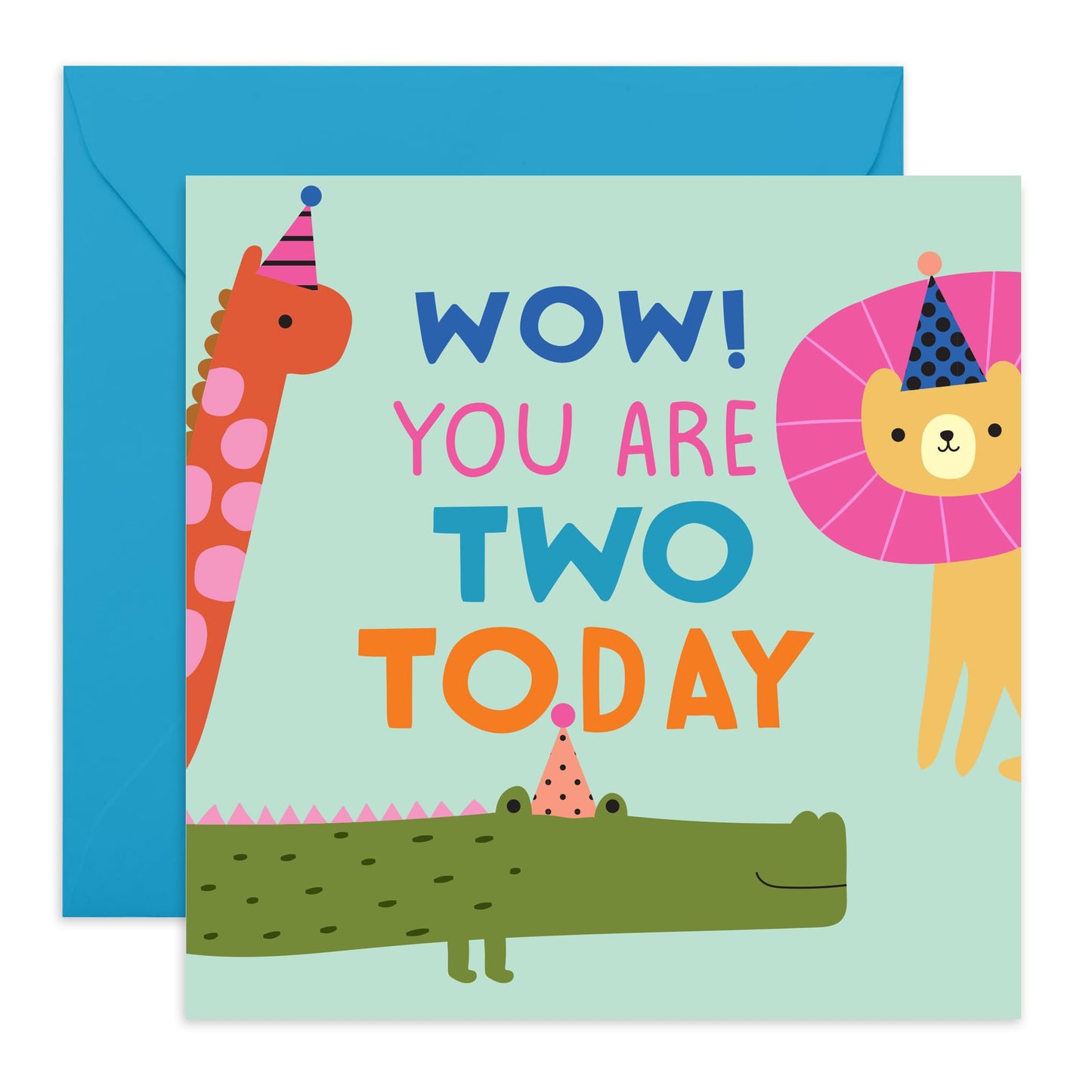 Second Birthday Card For Kids - Childrens Jungle Age 2 - Two Year Old Baby Card - Boys Girls 2nd Birthday Cards - Gifts For Him Son Daughter Nephew Grandson - Comes With Stickers By Central 23