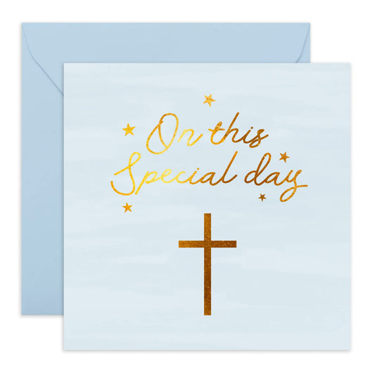 Central 23 Baptismal Card 'On This Special Day' Dedication Day For Baby Girl Baby Boy - Christening Card for Niece Nephew - Baptism Granddaughter Grandson - Comes With Stickers