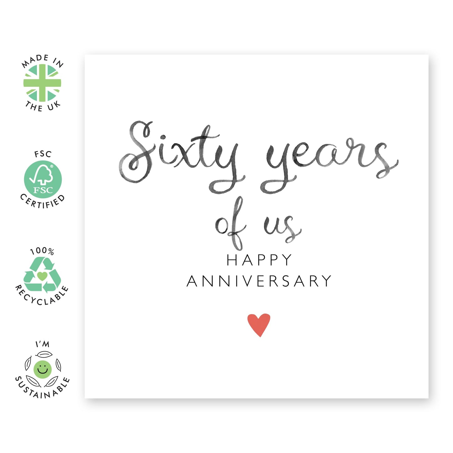Amazing 60th Wedding Anniversary Card - 'Sixty Years Of Us' - Gifts for Wife, Husband, Spouse, Honey, Lovebug, Darling, Other Half - 60 Years And Going Strong - Comes with Fun Stickers