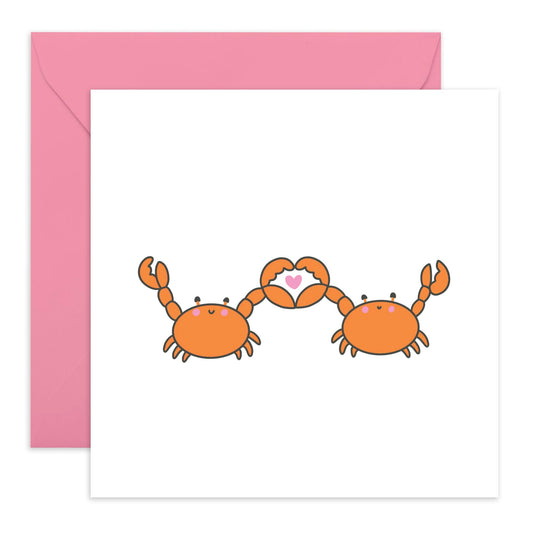 Sweet Anniversary Card - 'Cute Crabs' - Anniversary & Valentines Gifts for Married Couples, Parents, Husband, Wife, Boyfriend, Girlfriend - Holding Claws - Comes with Fun Stickers