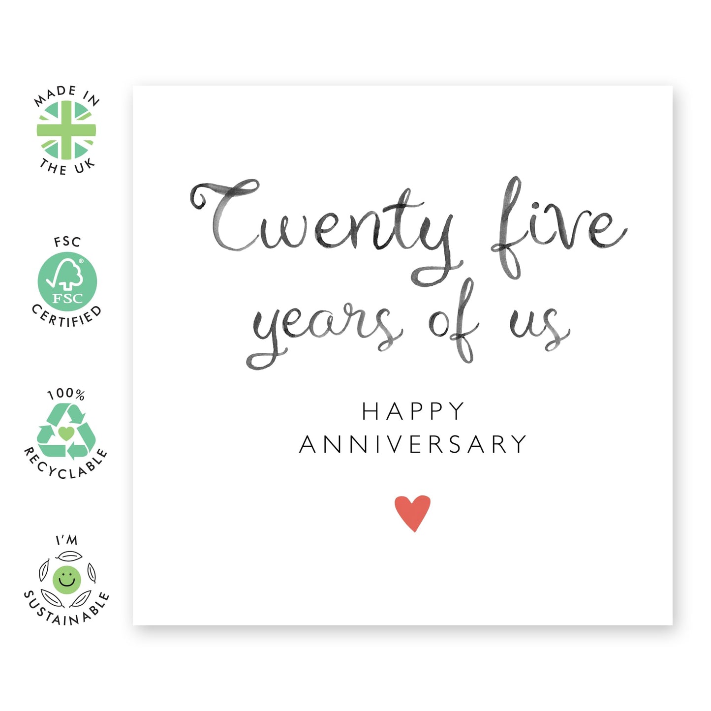 Amazing 25th Wedding Anniversary Card - 'Twenty Five Years Of Us' - Gifts for Wife, Husband, Spouse, Honey, Lovebug, Darling, Other Half - 25 Years And Going Strong - Comes with Fun Stickers