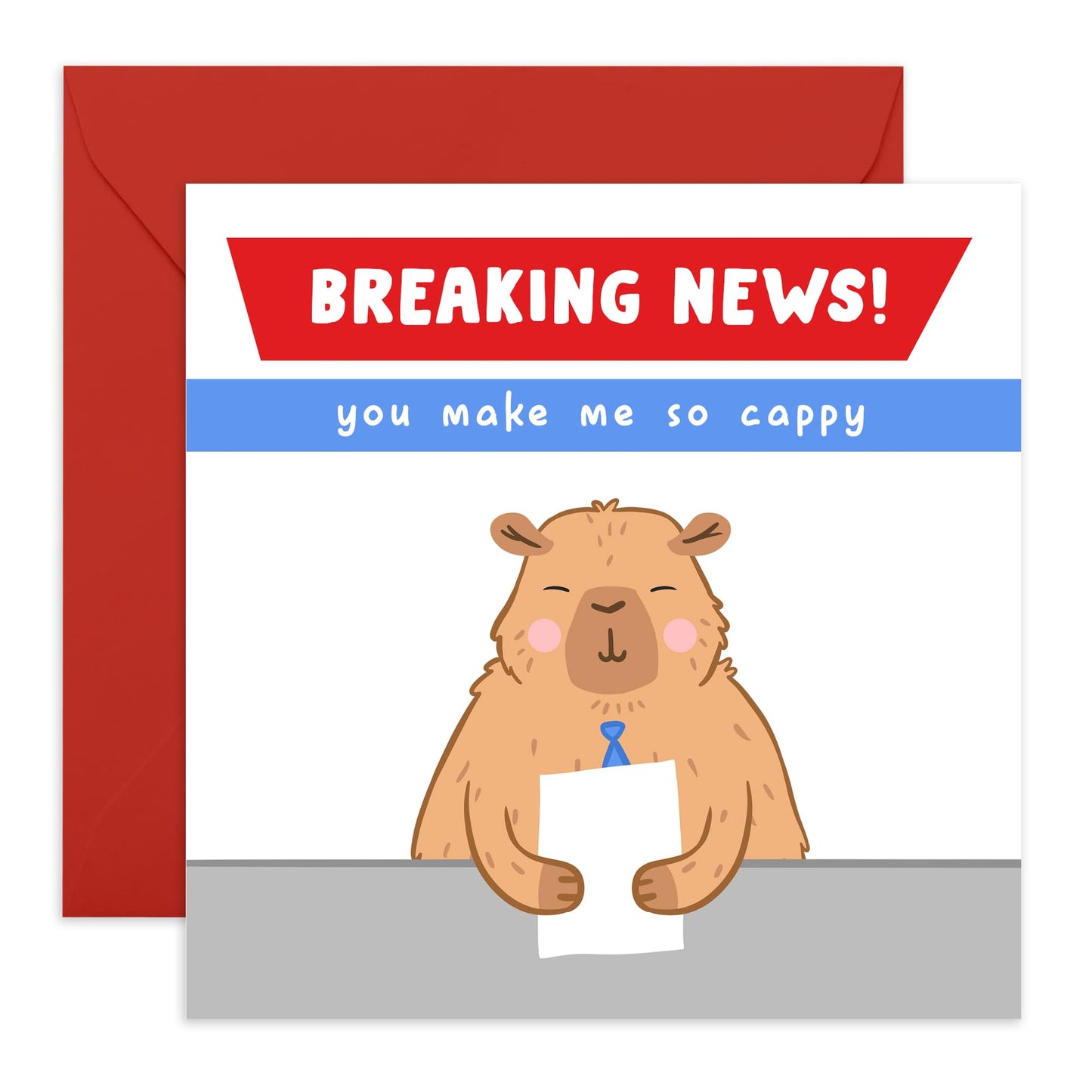 Anniversary Card For Boyfriend Girlfriend - You Make Me So Cappy - For Birthday - Pun - Cute Valentines Gifts For Him Her - Capybara Card For Friends Couple - Comes With Fun Stickers - By Central 23