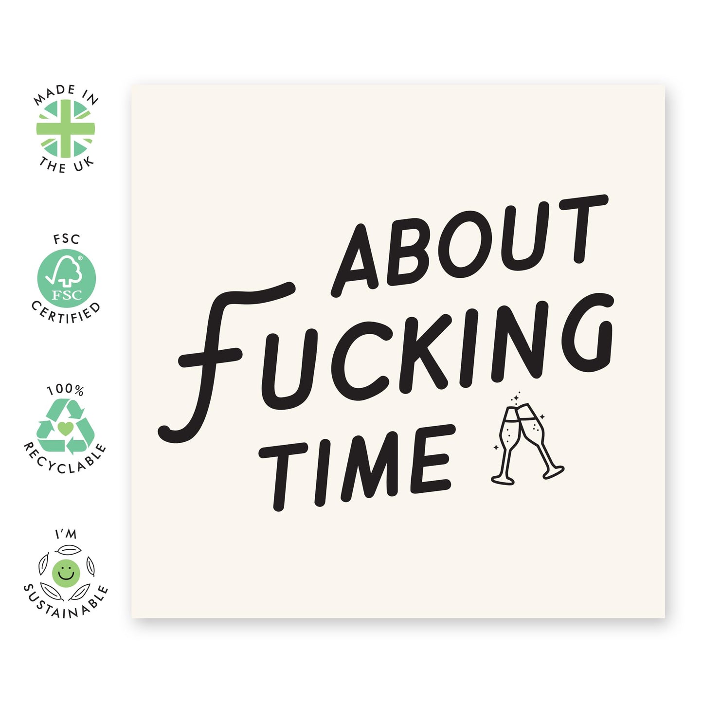 Engagement Card Congratulations - About F*cking Time Engagement - Funny Greeting Cards For Son Daughter In Law - Funny Congratulations Card For Friends - Comes With Cute Stickers By Central 23