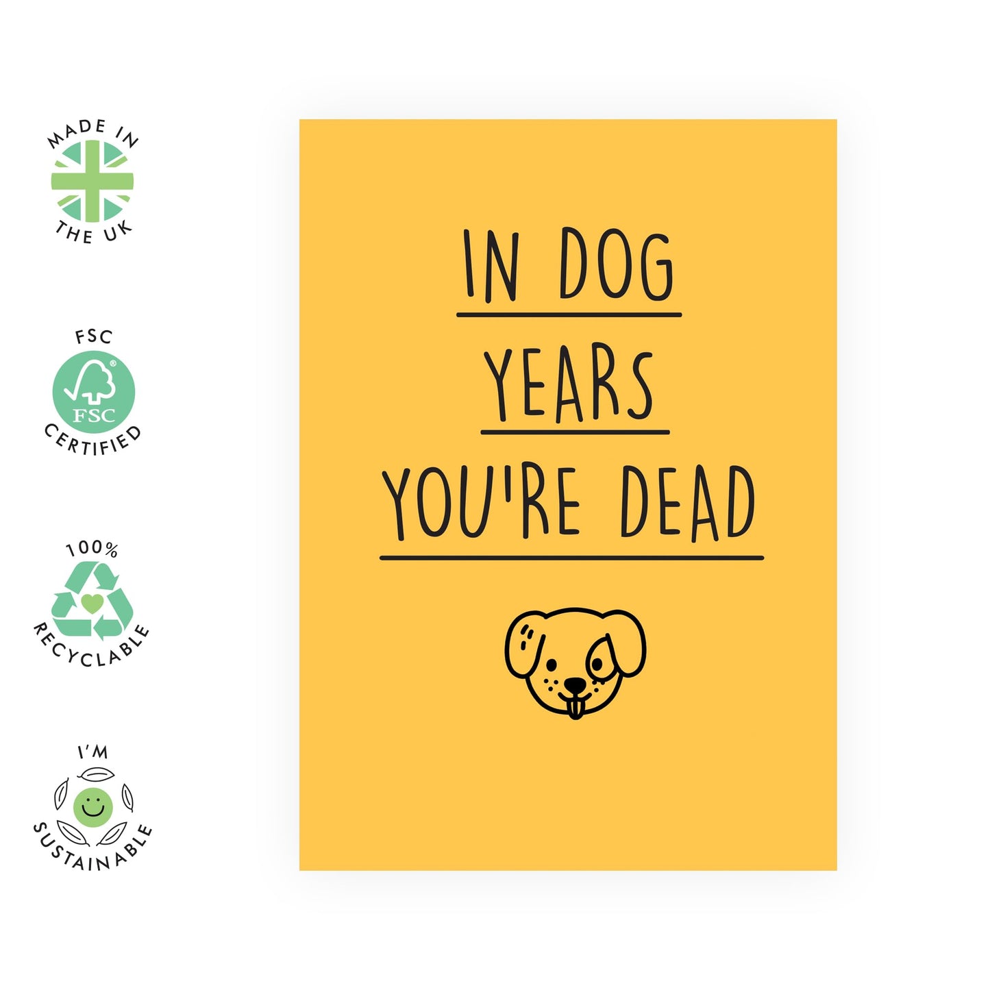 Dog Birthday Card Funny - In Dog Years You're Dead - Humorous Birthday Cards For Men Women - Humour Age Joke - Greeting Card Gifts For Dog Mum Or Dad - Comes With Stickers - By Central 23