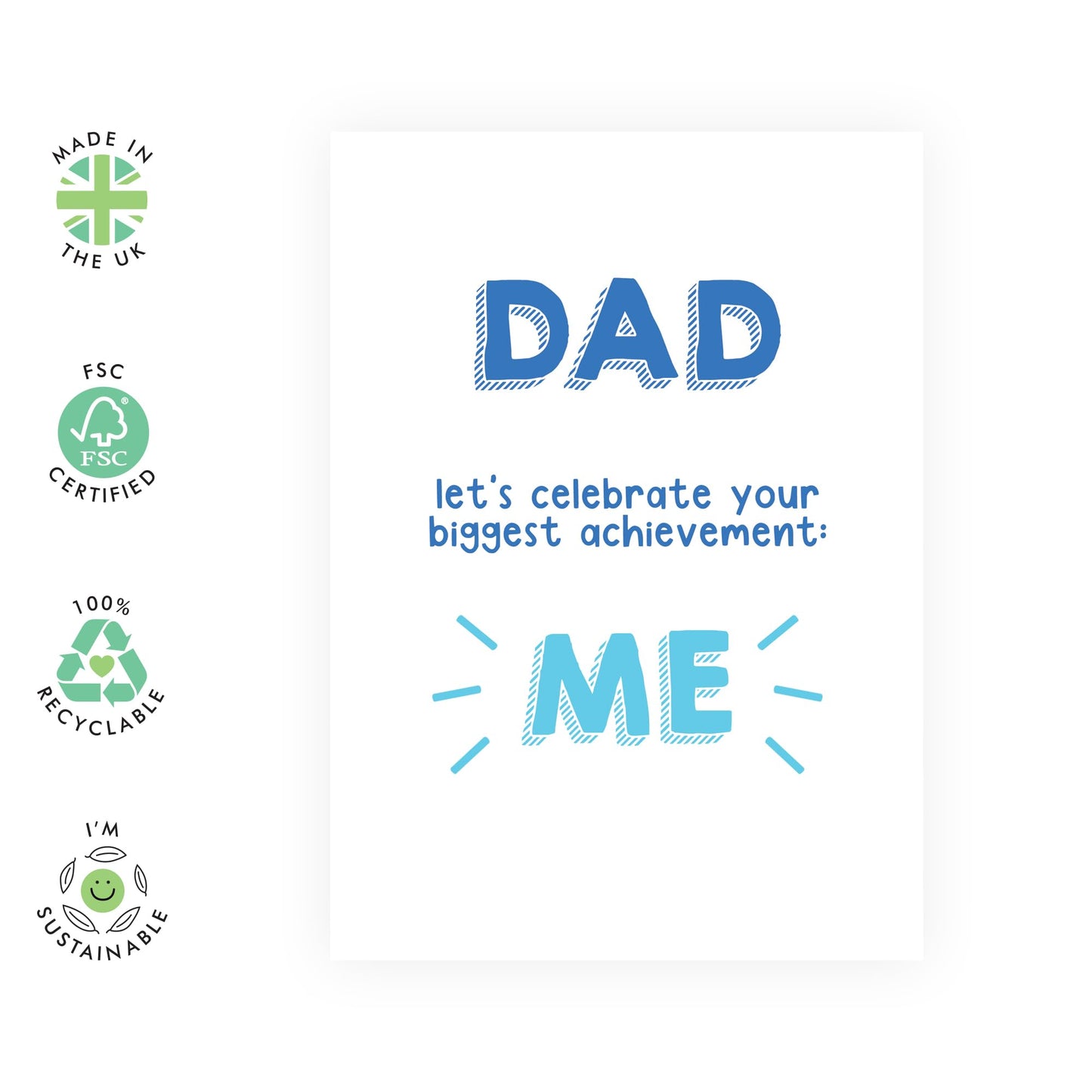 Greeting Card - 'DAD CELEBRATE BIGGEST ACHIEVEMENT' - For Dads, Daddy's, Father, Pops - Perfect for Laughs and Milestones - Ideal for Any Occasion or Just Because - Comes with Stickers by Central 23