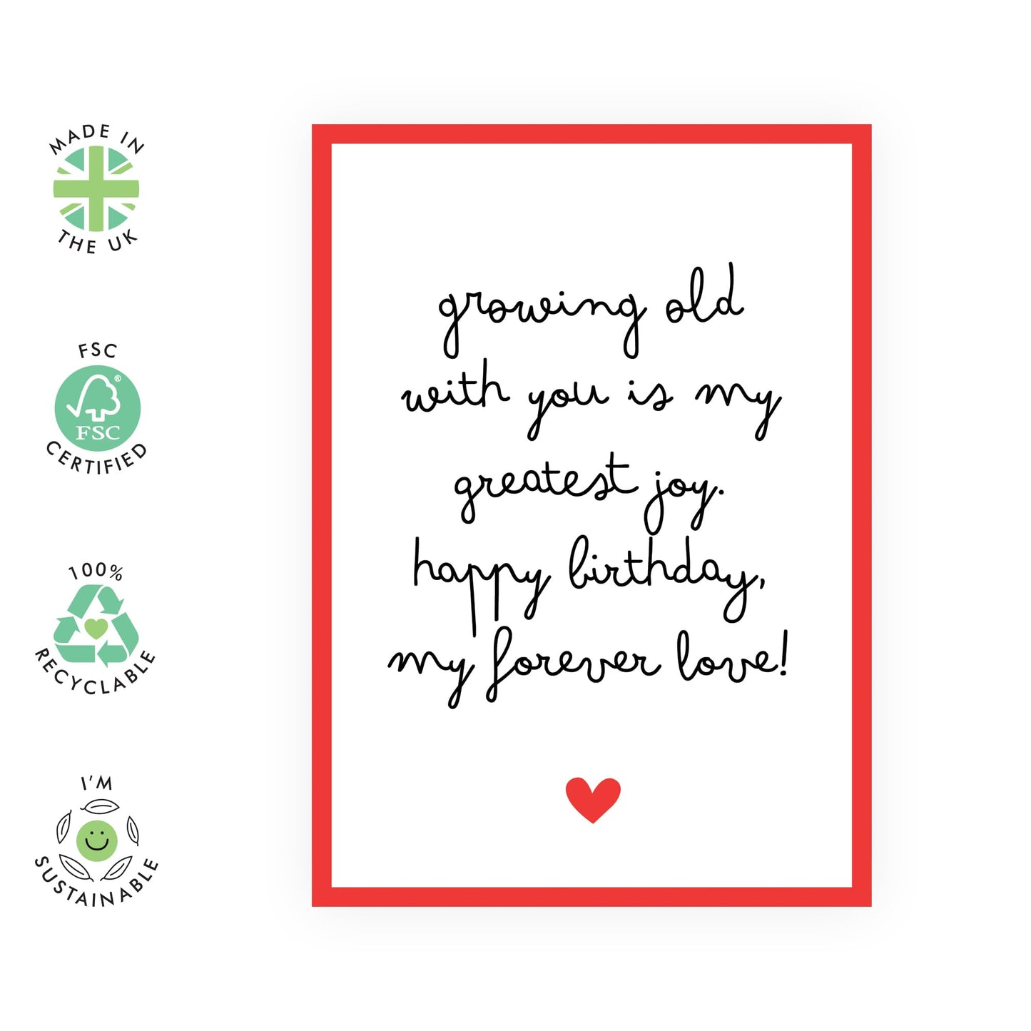 Cute Birthday Cards For Wife Husband - Growing Old With You - Sweet Greeting Cards For Men Women Couple Partner - Gifts For Him Her - Comes With Stickers - By Central 23