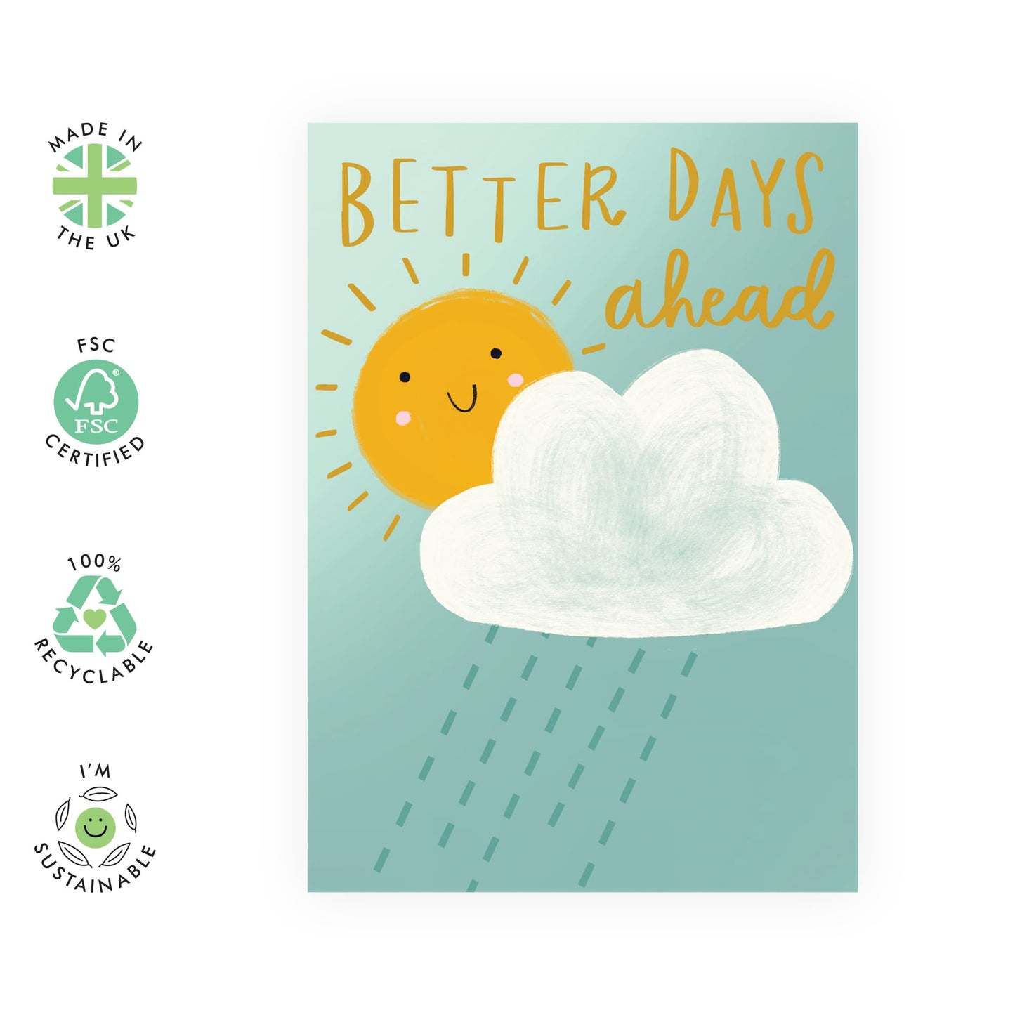 Motivational and Encouragement Greeting Card - Sunshine and Rain - Get Well Soon Card for Him, Her, Friends, Sister, Brother, Son, Daughter, Niece, Nephew, Auntie, Bestie - Comes with Stickers