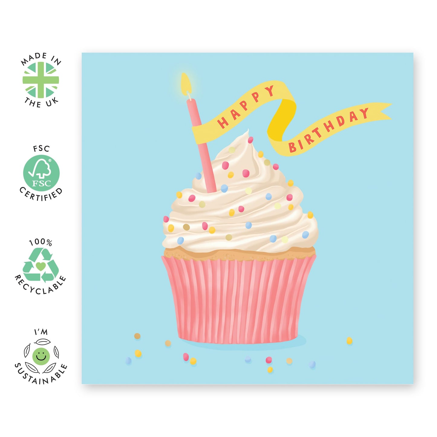 Happy Birthday Card For Son Daughter - Happy Birthday Cupcake - Cupcake - Cute Greeting Card Him Her Nephew Niece - Granddaughter Birthday Card For Girls And Boys - Comes With Stickers By Central