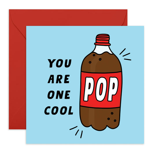 Funny Birthday Card - One Cool Pop - Birthday Cards For Dad Daddy Father - Thank You Card For Father's Day - Greeting Cards For Him - Comes With Stickers - By Central 23
