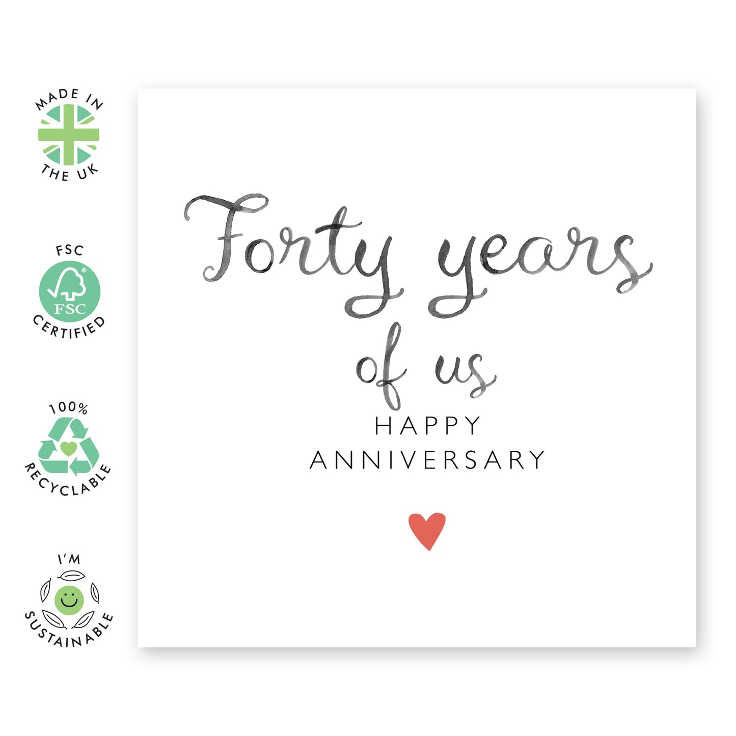 Amazing 40th Wedding Anniversary Card - 'Forty Years Of Us' - Gifts for Wife, Husband, Spouse, Honey, Lovebug, Darling, Other Half - 40 Years And Going Strong - Comes with Fun Stickers