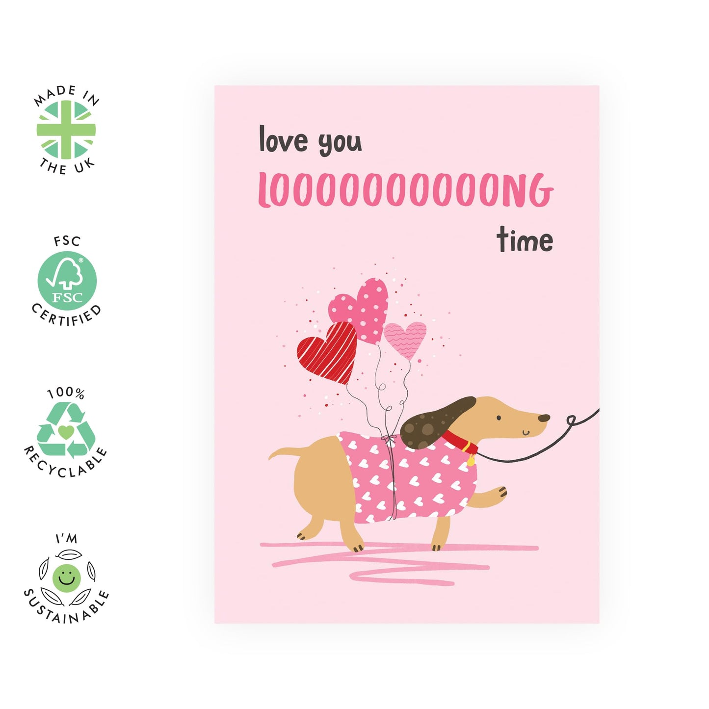 Anniversary Card For Couple - Love You Sausage Dog - Valentines Day Card Girlfriend Boyfriend - Greeting Cards For Fiance - Husband Wife - Comes With Fun Stickers By Central 23