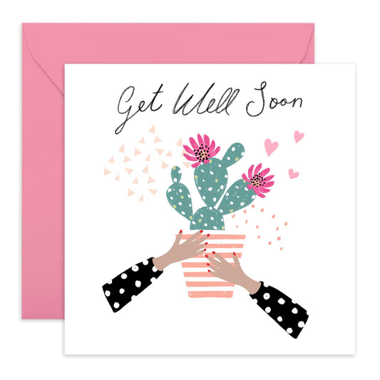 Get Well Soon Cards And Envelope - Get Well 2 - Encouragement Cards For Men Women - Floral Greeting Card - For Girl Friends - Speedy Recovery Him Her - Comes With Stickers - By Central 23