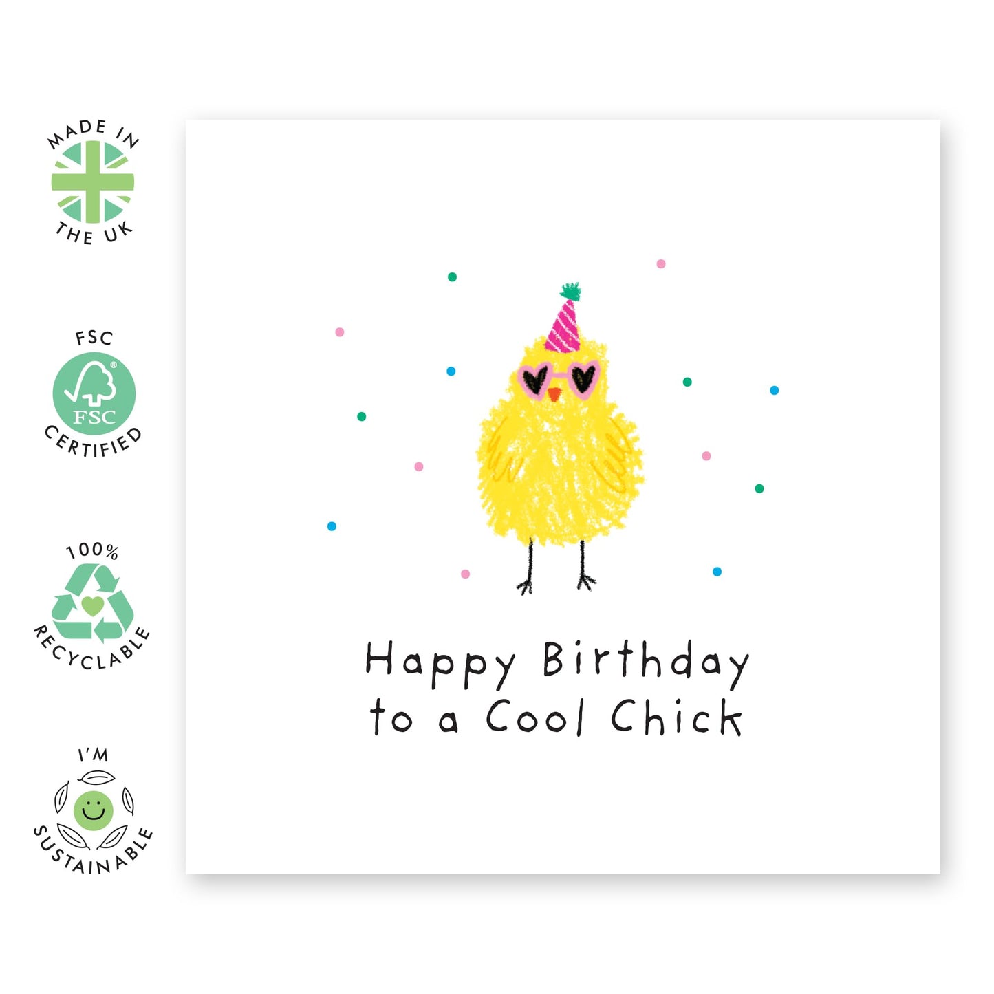 Happy Birthday Card For Women - Happy Birthday To A Cool Chick - Wife Birthday Card For Women - Sweet Greeting Cards Friends Bestie Bff Coworker - Comes With Stickers By Central 23