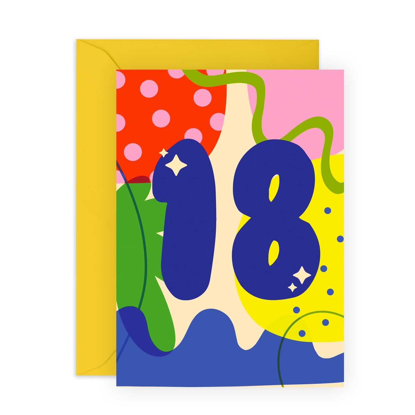 18th Birthday Card - Abstract 18 Years - Happy Eighteenth Birthday Cards Son Daughter - 18 Year Old Gifts For Nephew Niece- Gift For Him Her - Comes With Fun Stickers - By Central 23