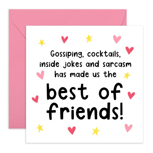 Best Friend Birthday Card - Gossiping, Cocktails, Inside Jokes And Sarcasm - Funny Birthday Card For Her - Gifts For Friends Women BFF - Thank You I Love You Cards - Comes With Stickers By Central 23