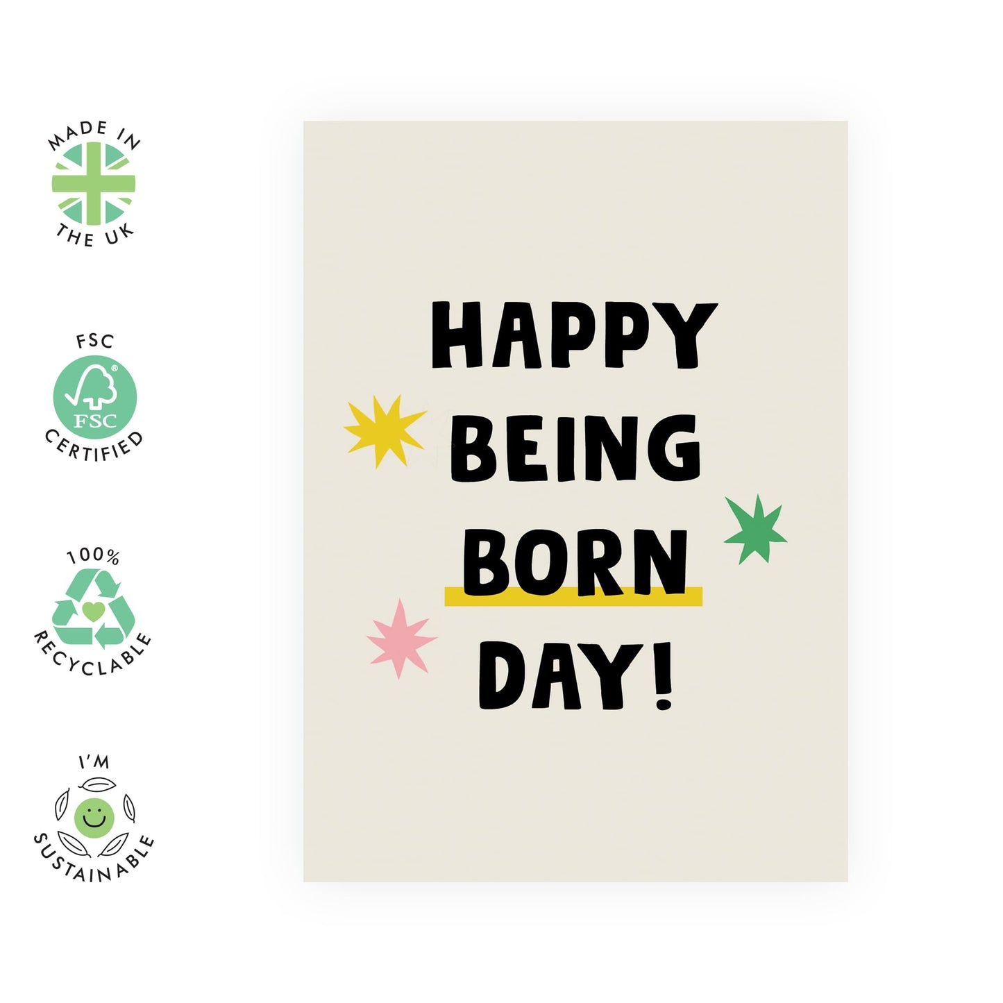 Sweet Birthday Cards For Friends - Happy Being Born Day! - Cute Birthday Cards For Women Men Girls Boys - Gifts For Him Her Son Daughter - Comes With Stickers By Central 23