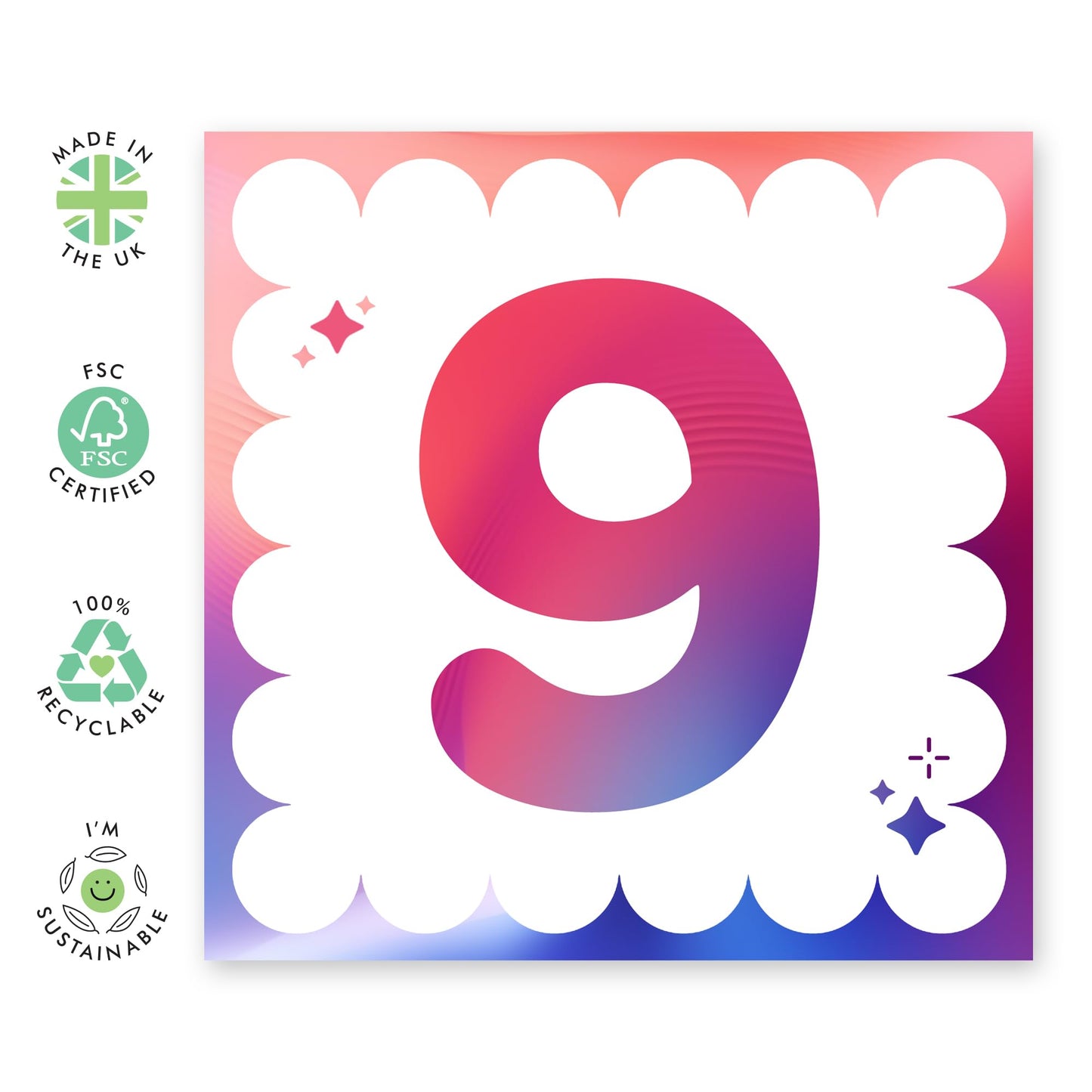 Happy 9th Birthday Card Girl Boy - Milestone Age Nine - Kids Birthday Cards 9 Year Old - Ninth Bday Gifts For Son Daughter Nephew Niece Grandson - Comes With Stickers By Central 23