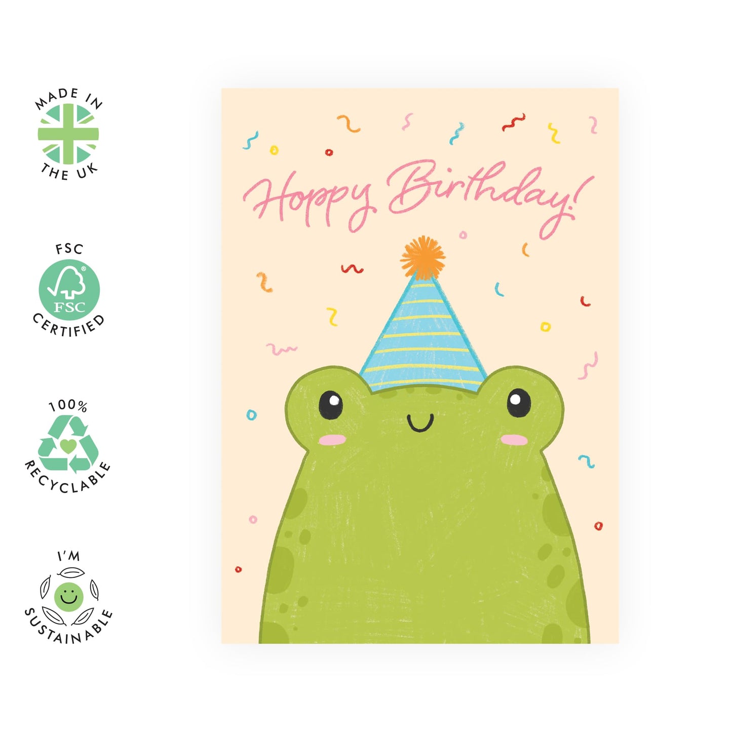 Kids Birthday Card - Birthday Frog - Animal Greeting Cards For Boys Girls Men Women - Cute Birthday Cards For Him Her - Friends Birthday Card - Comes With Stickers - By Central 23
