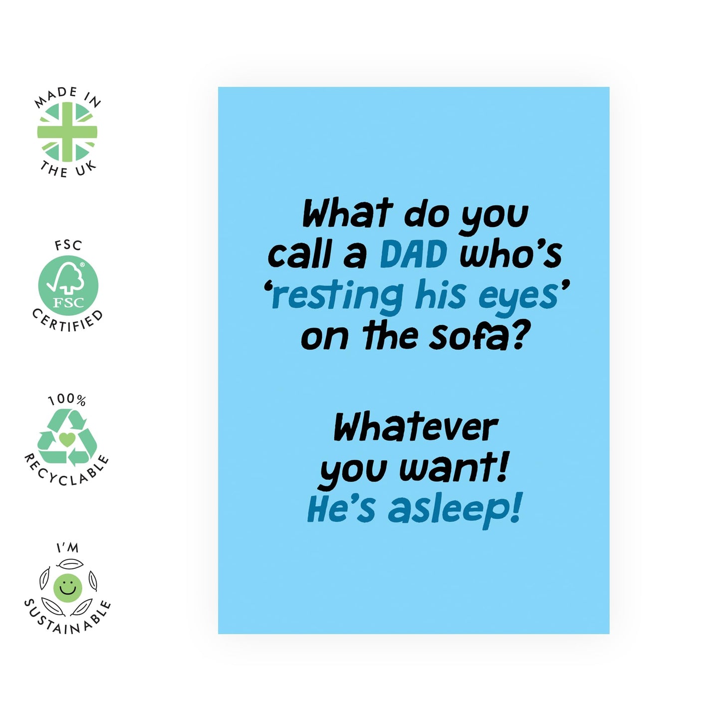 Funny Birthday Cards For Dad - Dad Resting His Eyes - Dad Birthday Card For Men - Father's Day Cards From Daughter Son - Hilarious Jokes Puns - Gifts For Him - Comes With Fun Stickers By Central 23