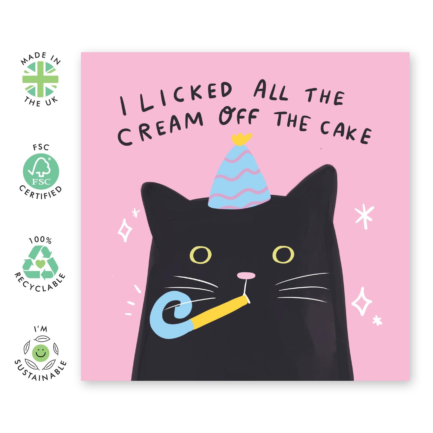 Cat Birthday Card For Him Her - I Licked All The Cream Off The Cake - Funny Birthday Cards For Fur Mum Cat Dad - Cheeky Gifts For Pet Owner - Comes Wit Fun Stickers By Central 23