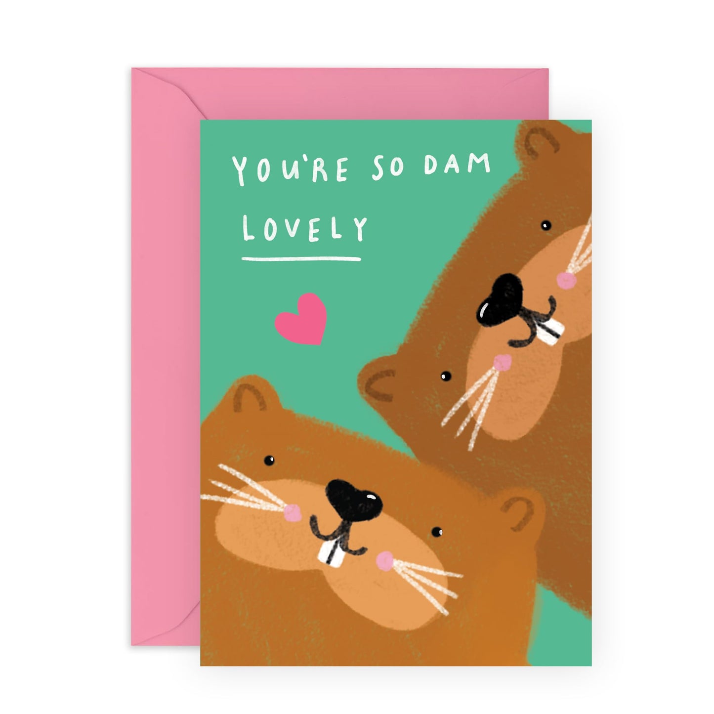 Cute Beavers Anniversary Card - 'Dam Well Love U' - Valentines Gifts for Wife, Husband, Girlfriend, Boyfriend, Partners, Couples - Sweet Pick Up Lines - Comes with Fun Stickers