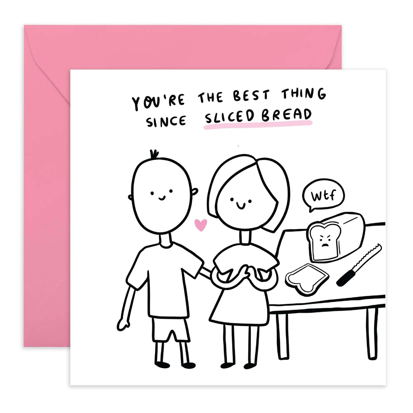 Funny Anniversary Card For Boyfriend Girlfriend - Best Thing Since Sliced Bread - Humorous Wedding Anniversary Card For Husband Wife Couple - Valentine Cards - Comes With Stickers - By Central 23