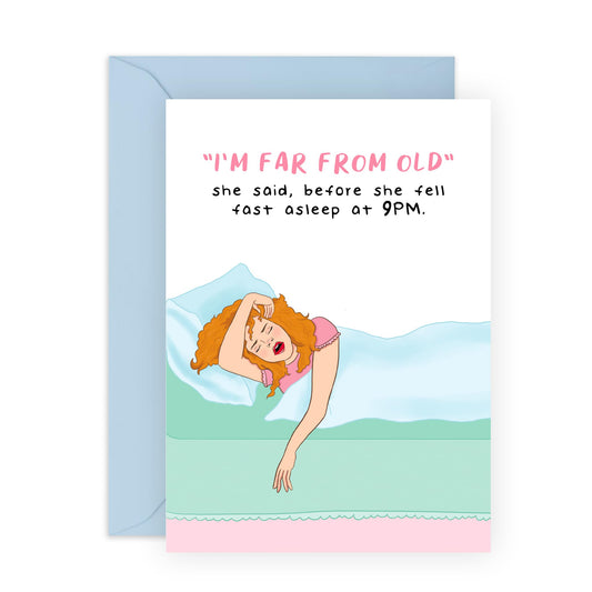 Best Friend Birthday Card Funny - Asleep At 9 Pm - Cheeky Retro Greeting Cards For Women For Her 30th 40th 50th - Hilarious Gifts For Sister Wife Girlfriend Cousin - Comes With Stickers By Central 23