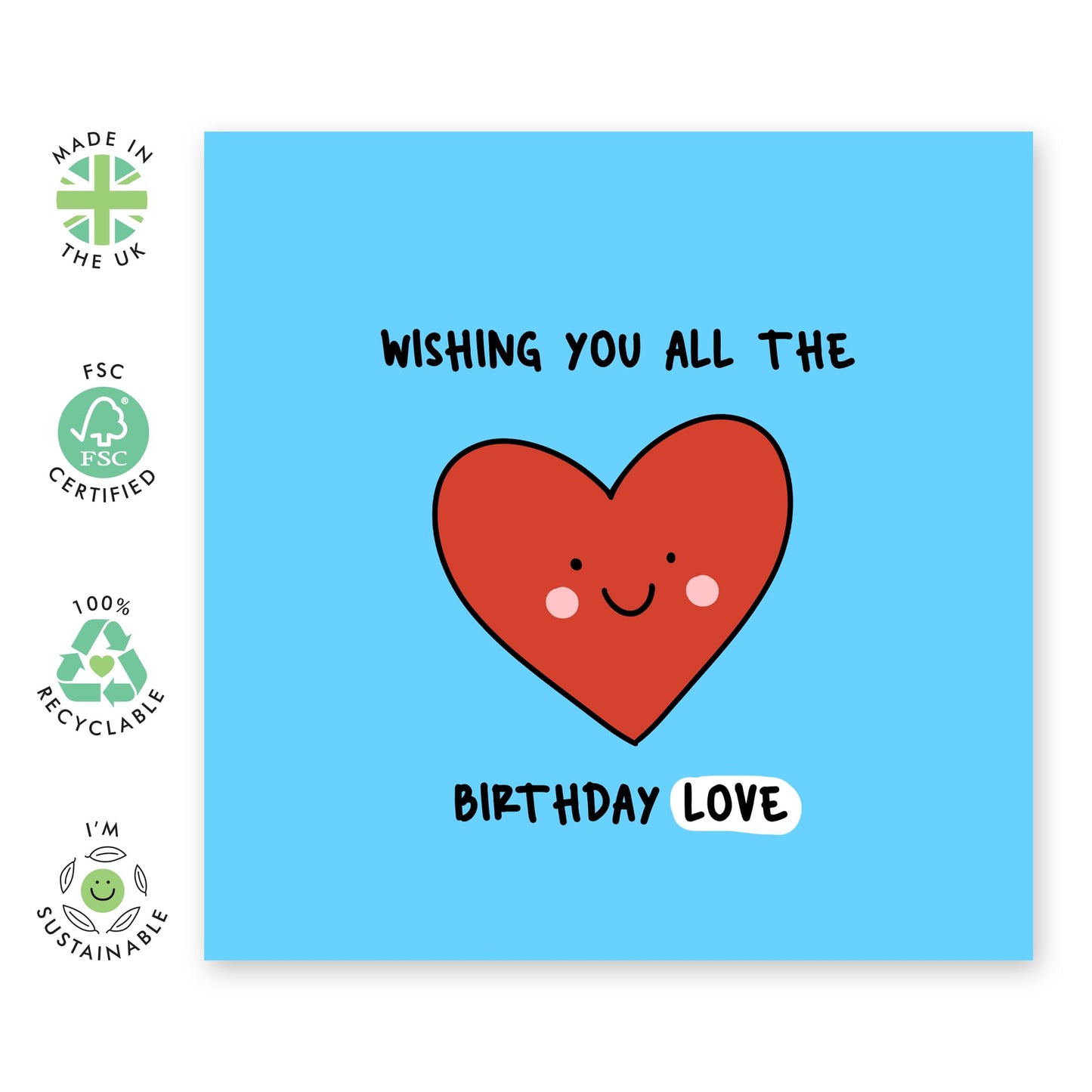 Sweet Birthday Card - 'LOVE BDAY' - Perfect for Adding a Simple and Heartfelt Touch to Birthday Celebrations - Ideal for Him, Her, Friends, Family, Colleagues - Comes With Stickers By Central 23