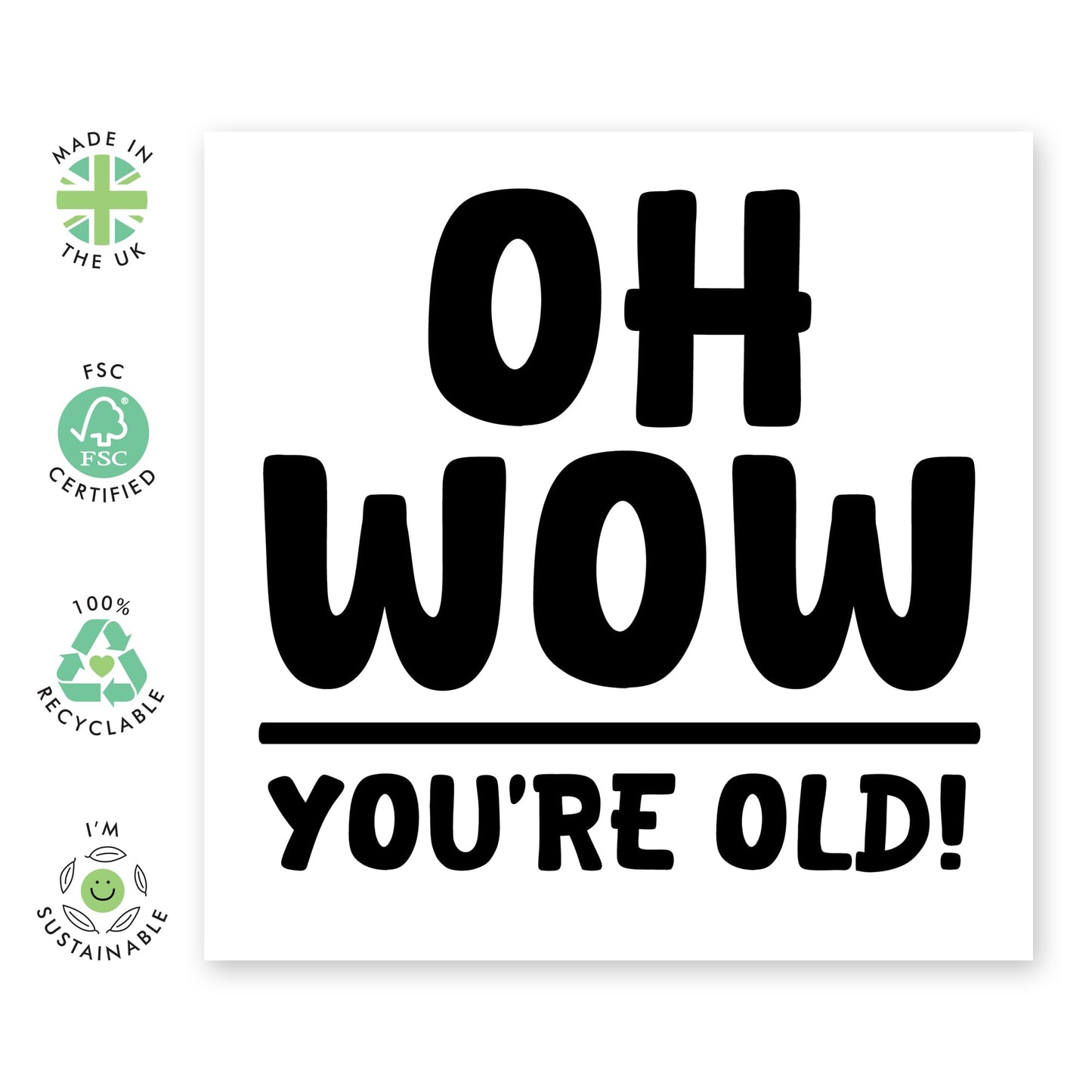 Funny Happy Birthday Card - 'Wow You're Old' - Gift for Best Friends, Mum, Dad, Uncle, Auntie, Grandad, Grandmum, Colleagues, Co-worker - Amazingly Old - Comes with Fun Stickers